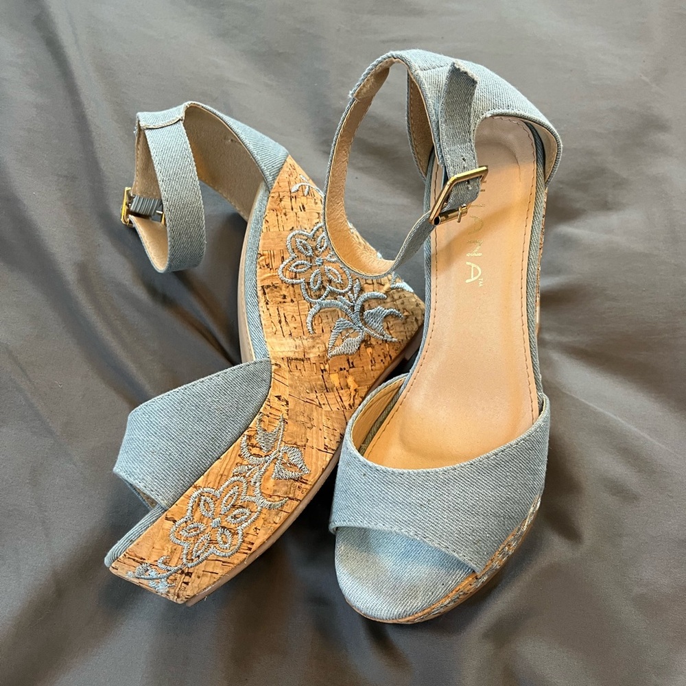Liliana denim-like wedges